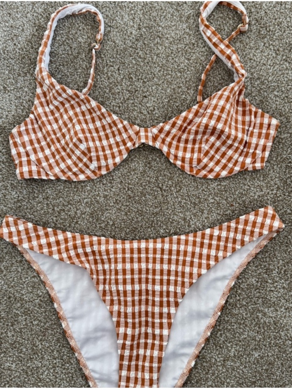 Billabong Burnt Orange & White Gingham Bikini Set